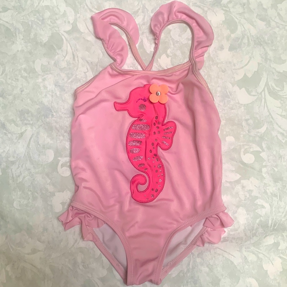 Gymboree Pink Seahorse One Piece Swimsuit 5T Girl
